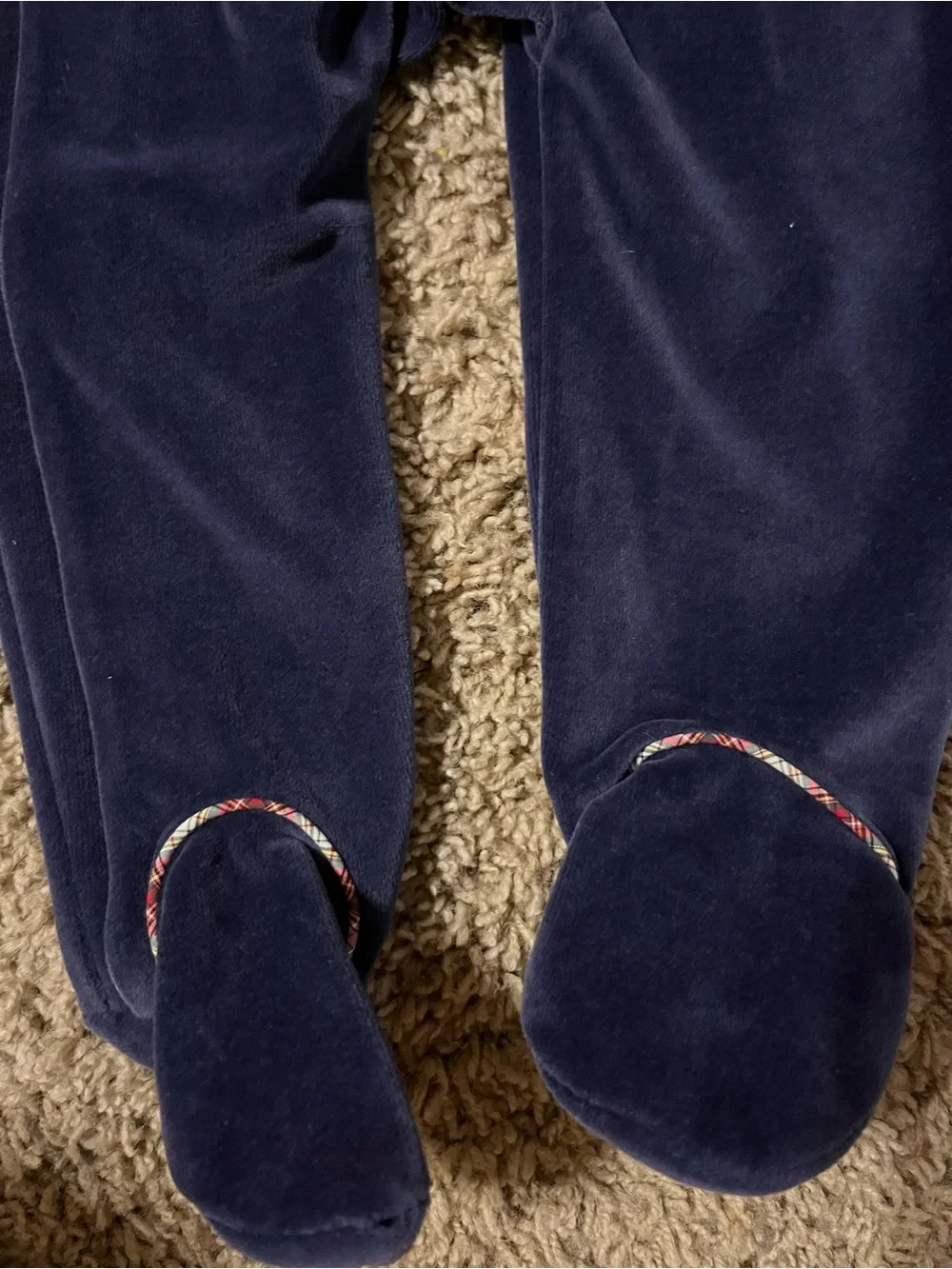 Ralph Lauren Navy Velour Footed One-Piece